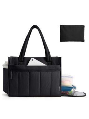 Puffer Tote Bag 15.6 Inch Laptop Work Purse Insulated Large Shoulder Handbag